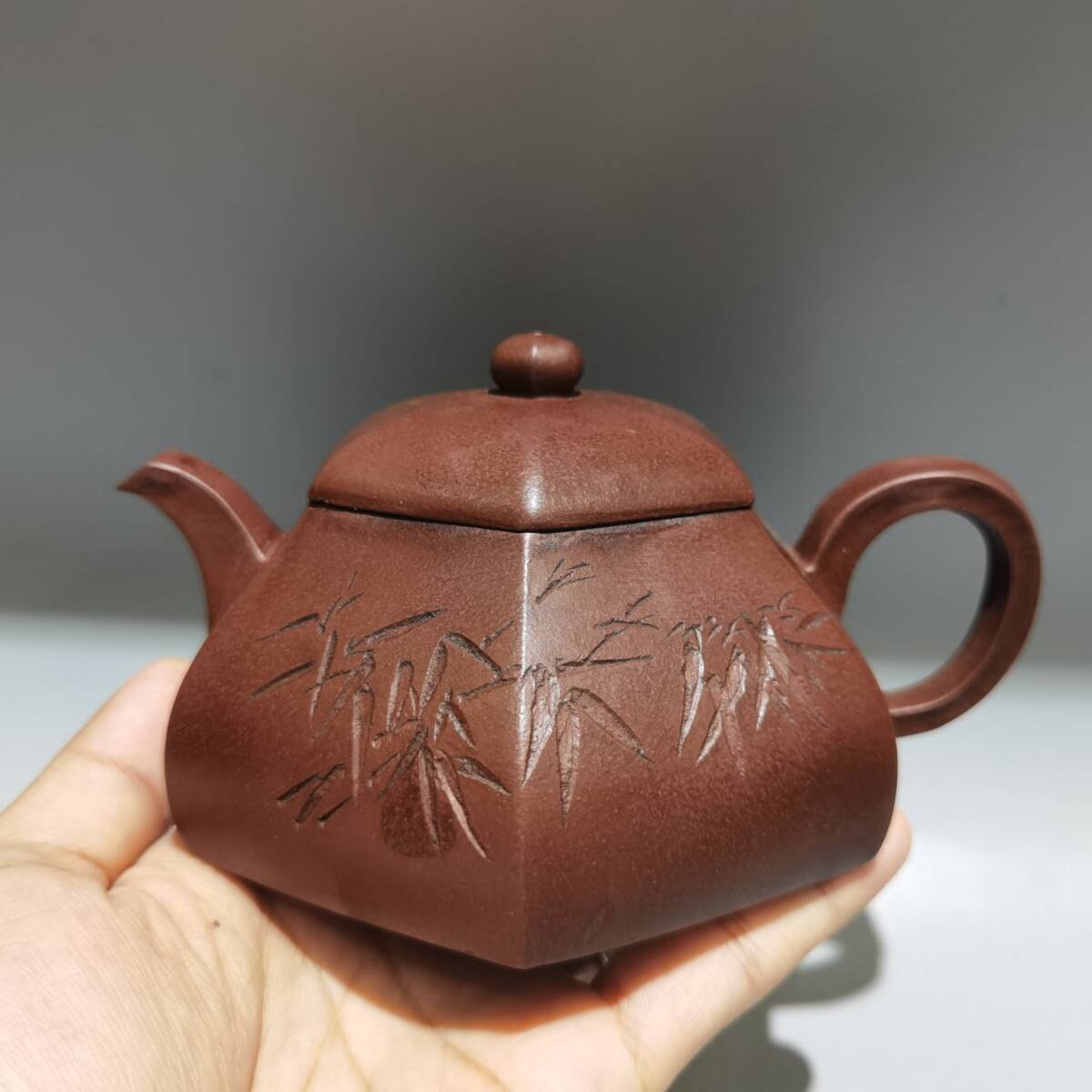 館蔵 紫砂壺 刻字六方壺 顧景舟 煎茶道具 茶壺 古董品 時代物 賞物 貴重 稀少珍品 中国古美術 古美味 蔵出拍卖