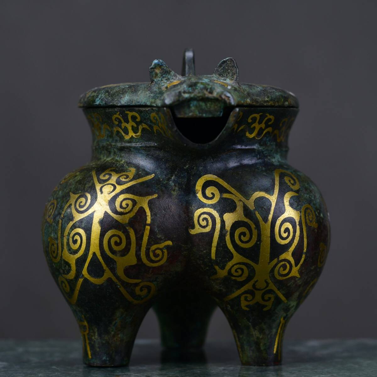 館蔵 青銅器 錯金 酒器 古董品 時代物 賞物 貴重 稀少珍品 中国古美術 古美味 蔵出拍卖