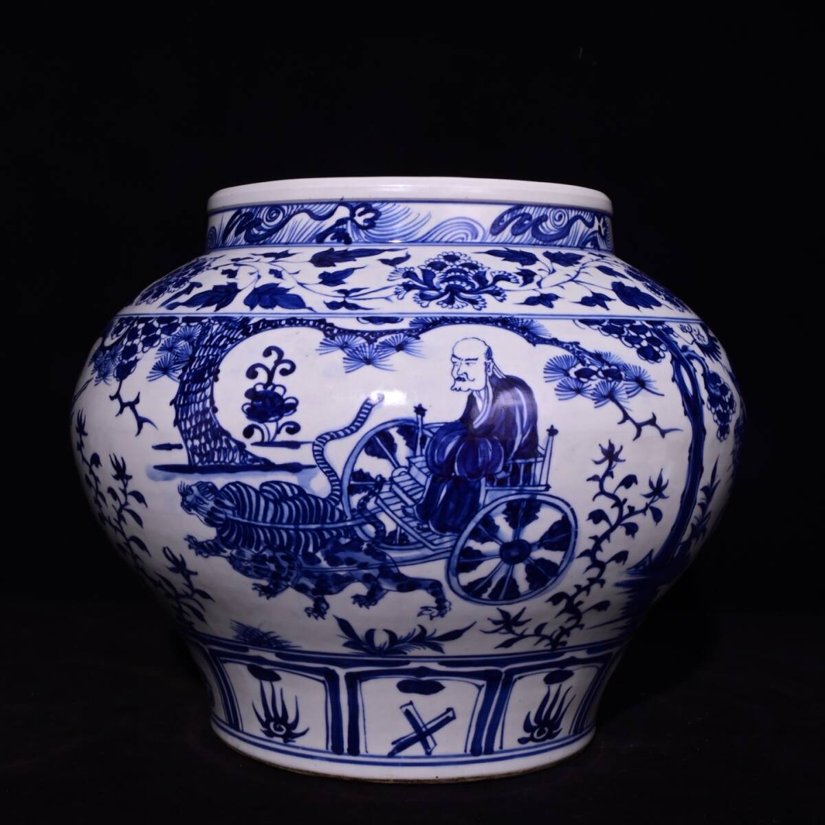 館蔵 元代 青花 鬼谷子紋 罐 古陶瓷品 陶藝 古董品 時代物 賞物 貴重 稀少珍品 中国古美術 古美味 蔵出拍卖