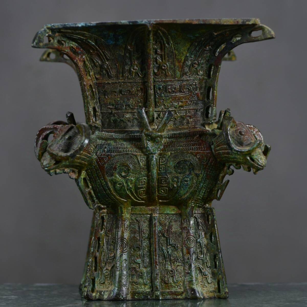 館蔵 西周 青銅器 四羊方尊 古董品 時代物 賞物 貴重 稀少珍品 中国古美術 古美味 蔵出拍卖