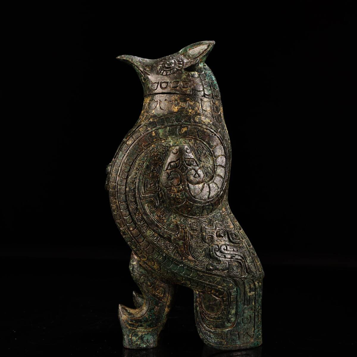 館蔵 青銅器 成對 鳥尊 古董品 時代物 賞物 貴重 稀少珍品 中国古美術 古美味 蔵出拍卖