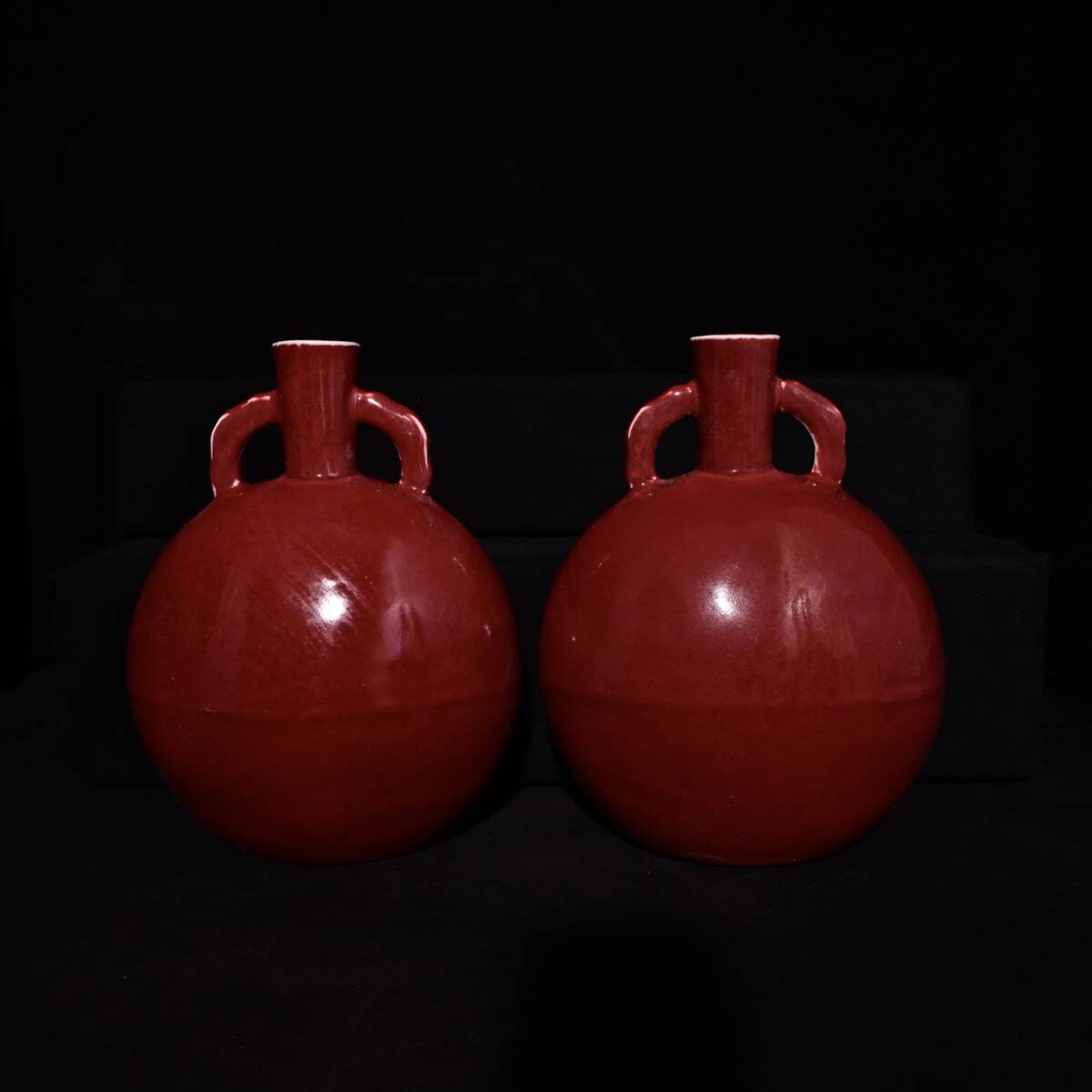 館蔵 明代 永樂 紅釉 扁瓶 古陶瓷品 古董品 時代物 賞物 貴重 稀少珍品 中国古美術 古美味 蔵出拍卖