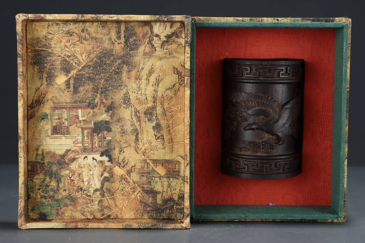 館蔵 沈香木彫 大展鴻圖 筆筒 古董品 時代物 賞物 貴重 稀少珍品 中国古美術 古美味 蔵出拍卖