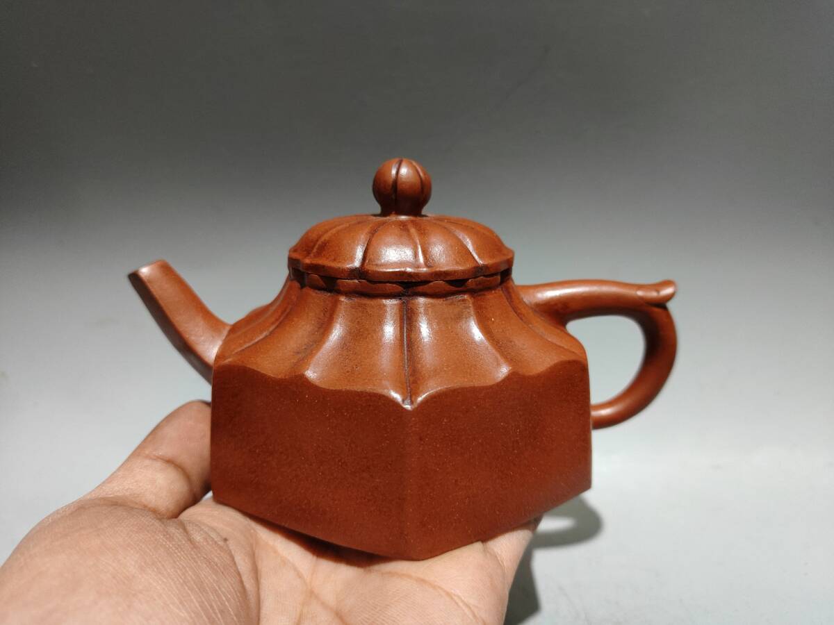 館蔵 紫砂壺 筋紋六方壺 高建芳 煎茶道具 茶壺 古董品 時代物 賞物 貴重 稀少珍品 中国古美術 古美味 蔵出拍卖