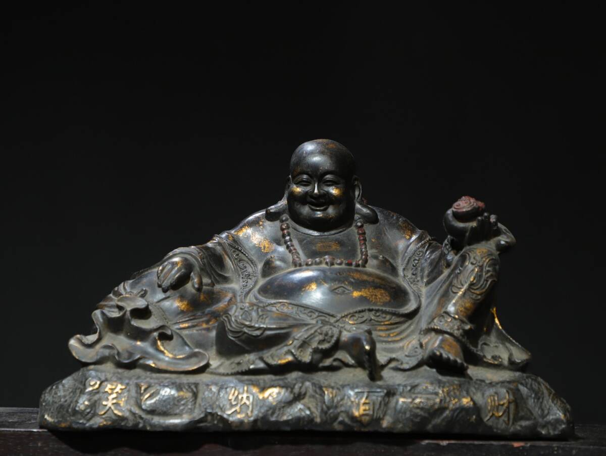 館蔵 古銅彫 拓金 彌勒仏 仏像 宗教 古董品 時代物 賞物 貴重 稀少珍品 中国古美術 古美味 蔵出拍卖