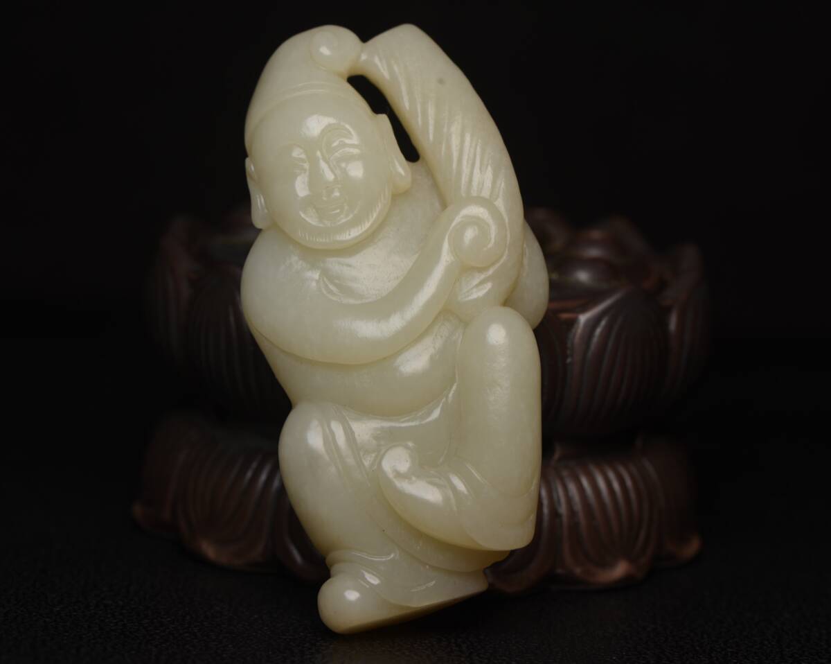 館蔵 和田玉彫 胡人 吊墜 古董品 時代物 賞物 貴重 稀少珍品 中国古美術 古美味 蔵出拍卖
