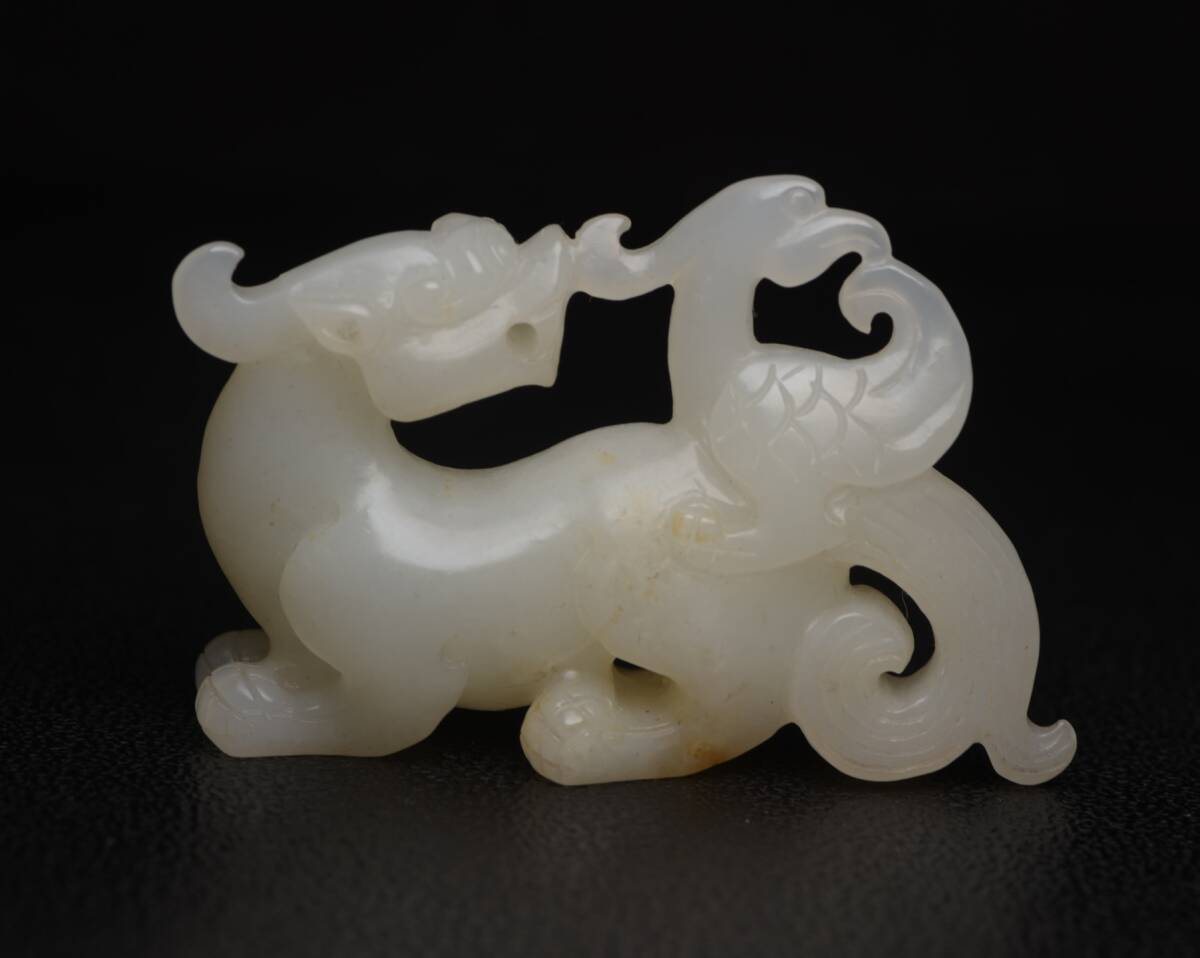 館蔵 和田玉彫 龍鳳呈祥 古董品 時代物 賞物 貴重 稀少珍品 中国古美術 古美味 蔵出拍卖