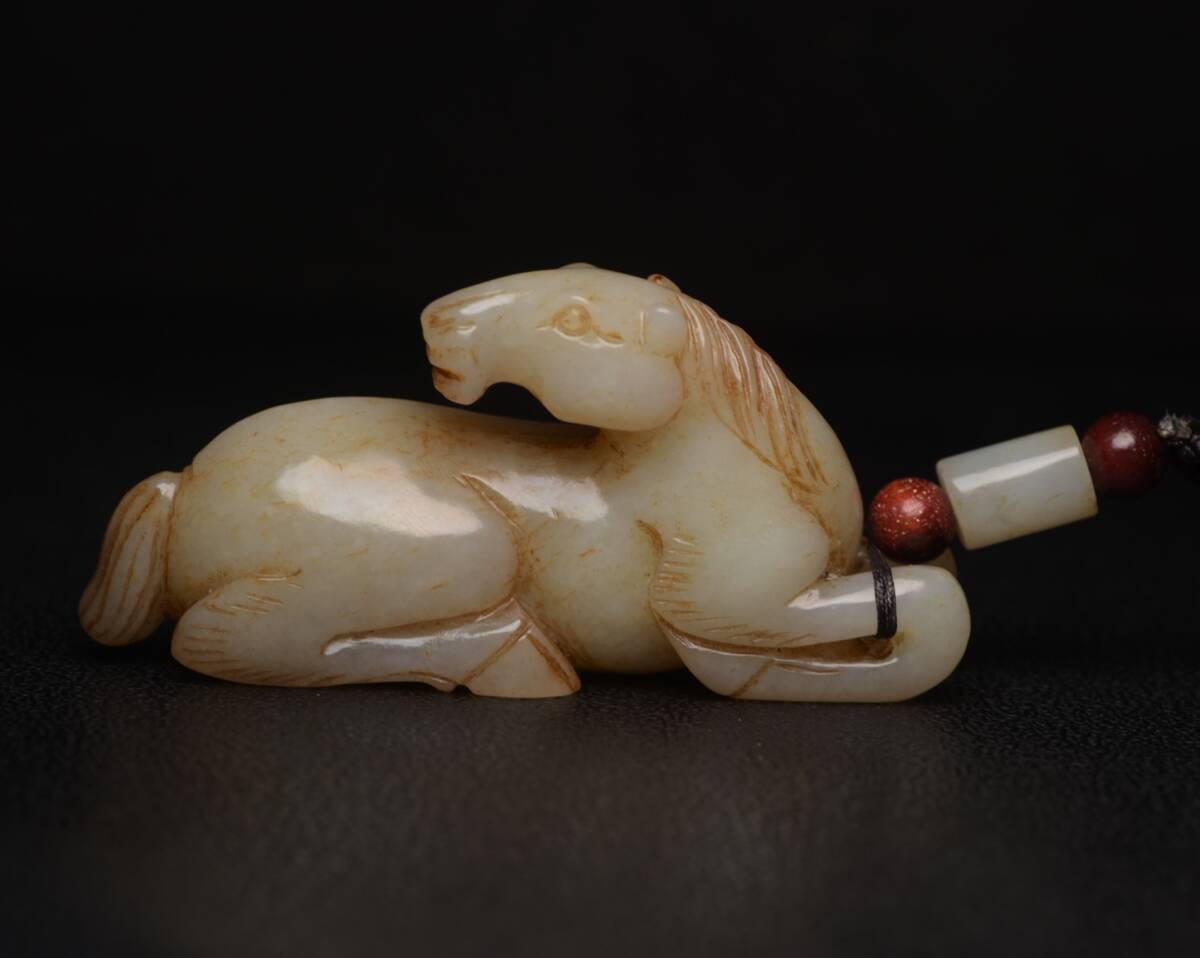 館蔵 和田玉彫 馬 古董品 時代物 賞物 貴重 稀少珍品 中国古美術 古美味 蔵出拍卖