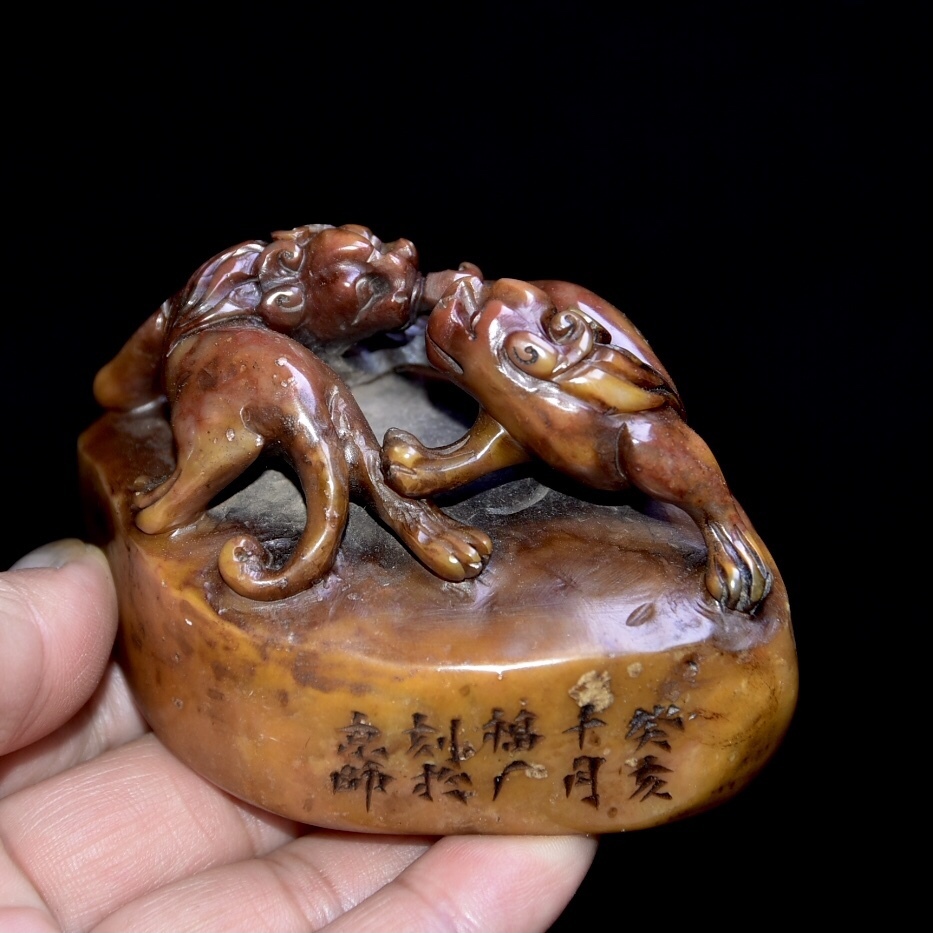 館蔵 寿山石彫 芙蓉石 印章 時代物 古置品 賞物 貴重 稀少珍品 中国古美術 古美味 蔵出拍卖