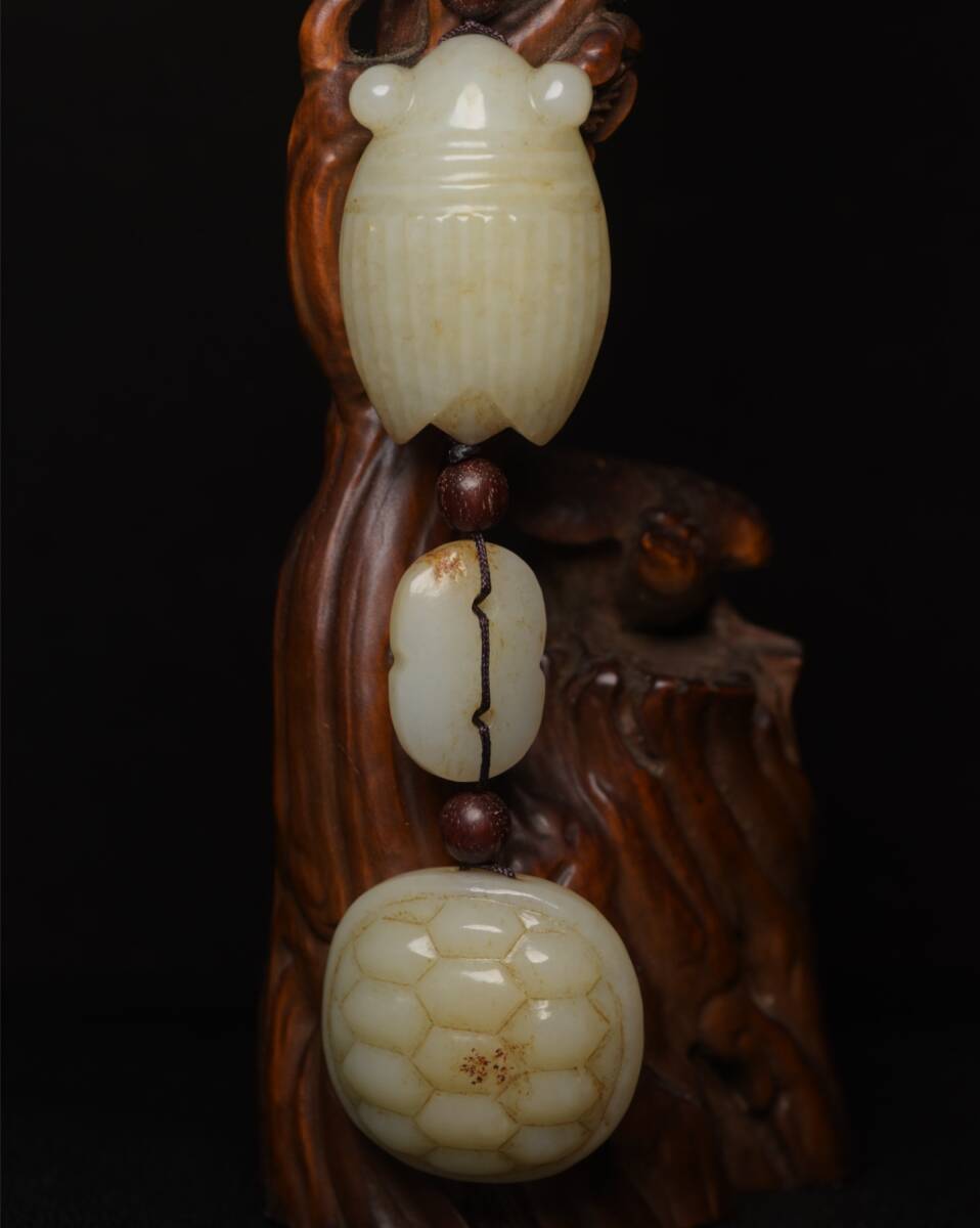 館蔵 和田玉彫 龜殼 吊墜 古董品 時代物 賞物 貴重 稀少珍品 中国古美術 古美味 蔵出拍卖