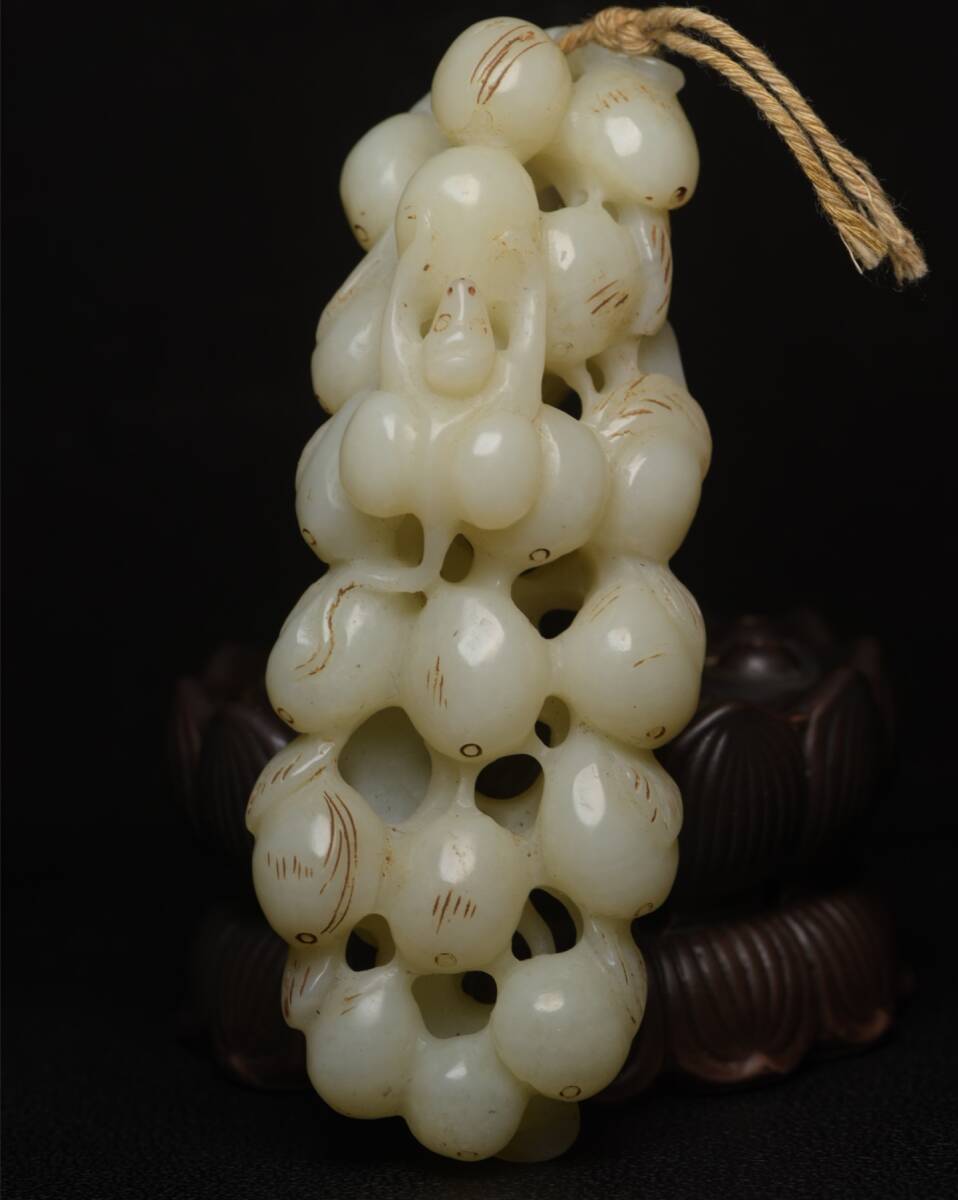 館蔵 和田玉彫 多子多寿 古董品 時代物 賞物 貴重 稀少珍品 中国古美術 古美味 蔵出拍卖