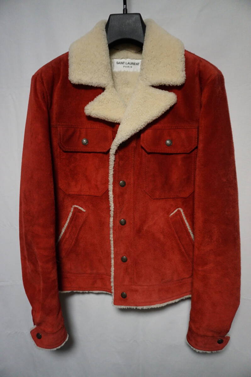SAINT LAURENT by Anthony Vaccarello カーフスエード ムートンライニング トラッカージャケット 【サイズ46|2019AW】 サンローランパリ拍卖
