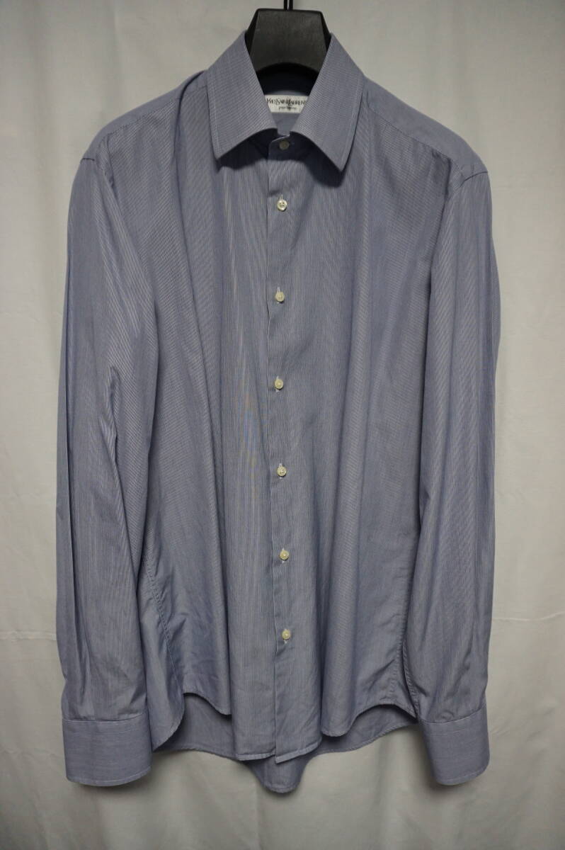 【イタリア製】YVES SAINT LAURENT pour homme シャツ 【サイズ42】 コットン ストライプ イヴサンローランプールオム 本人期拍卖