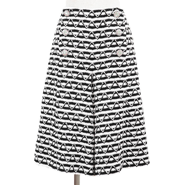 【新品同様】CHANEL シャネル バミューダパンツ P77258 2024SS キュロット スパンコール ラメ ジオメトリック レディース 付属有 42 黒 白拍卖