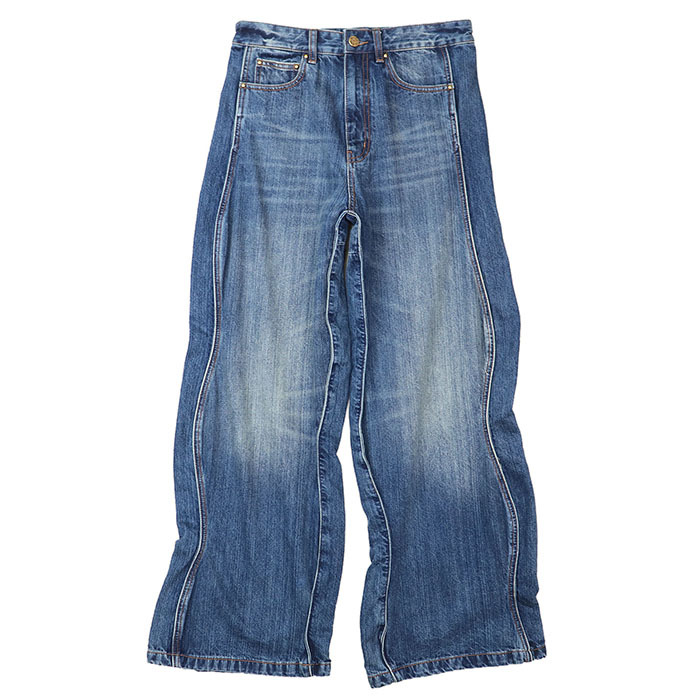 【美品】LOUIS VUITTON ルイ・ヴィトン パンツ デニム 23SS LV ロゴ モノグラム 側章 バギー ジーンズ メンズ 28 ユーズドインディゴ 伊製拍卖