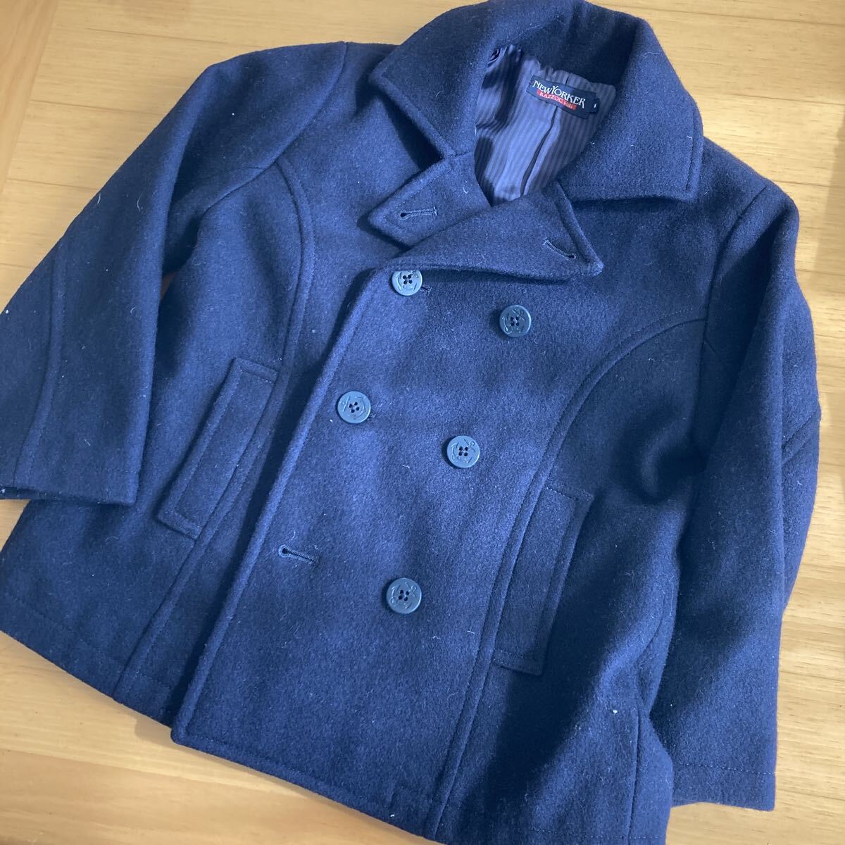 ★NEW YORKER ★ニューヨーカー★Pコート ピーコート ネイビー コート ウール 紺 アウター 防寒着 M 3歳4歳 95 100拍卖