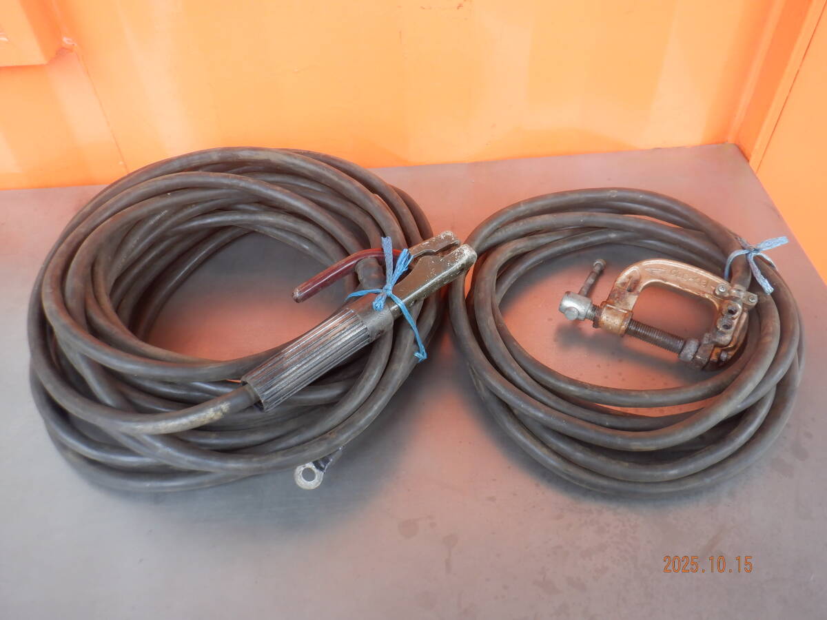 送料1800円 アーク溶接 アース付きキャプタイヤ ケーブル 溶接用ケーブル ホルダー線17m アース線6m・38スケ セット 動作品 中古拍卖