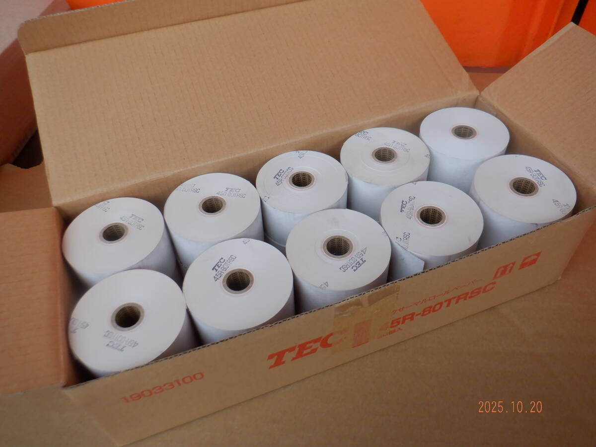 未使用品 レジ用サーマルロール 送料1600円 45R-80TRSC 20巻 TEC  テックサーマルロールペーパー 45mm幅 芯あり拍卖