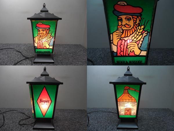 サントリー・ニッカウヰスキー・ステンド調ガラス照明スタンド・非売品・ノベルティ・希少 / ビンテージ・アンティーク 全高33㎝拍卖