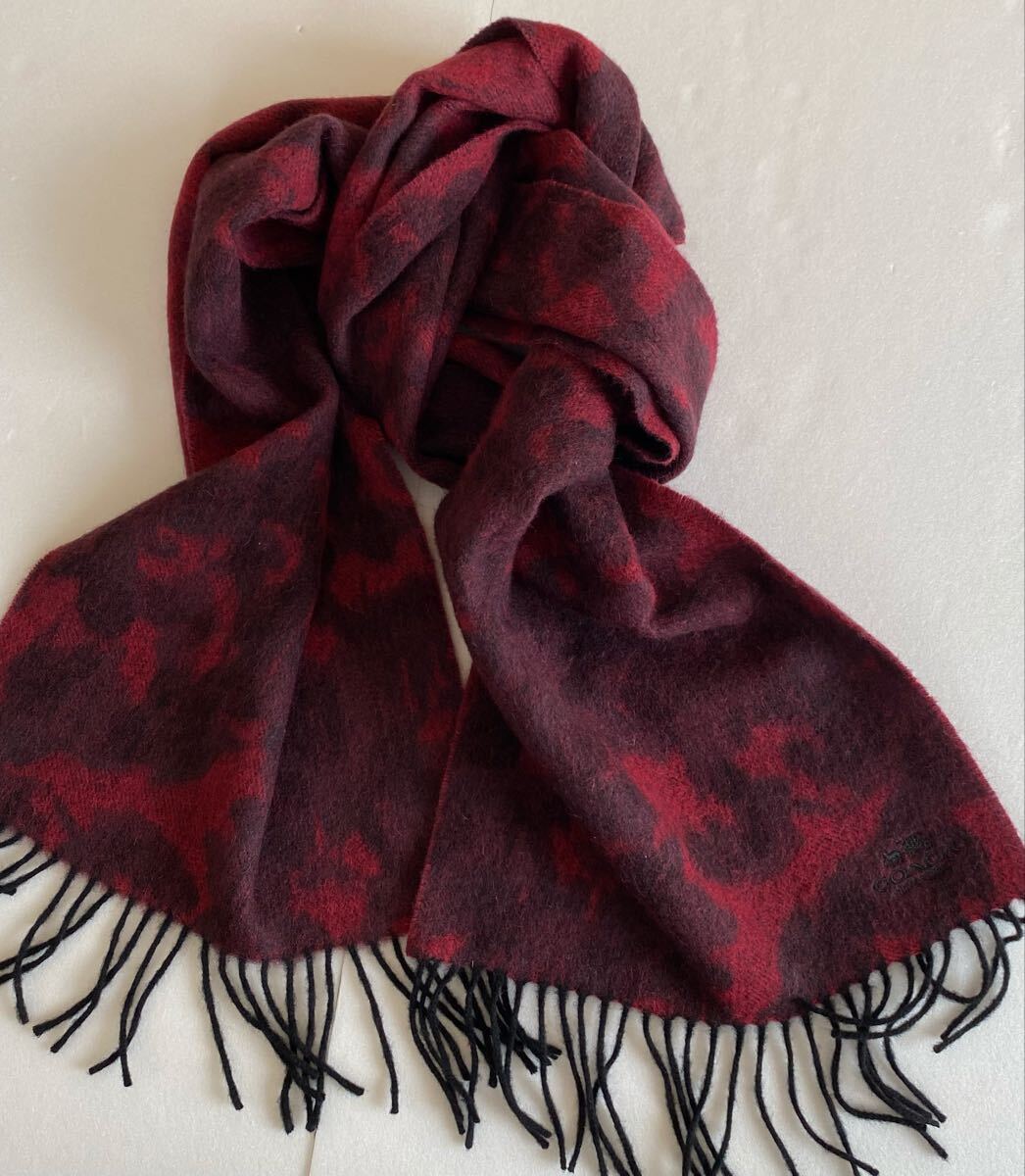 美品◆コーチ COACH カシミヤ カムフラ マフラー ユニセックス ストール拍卖