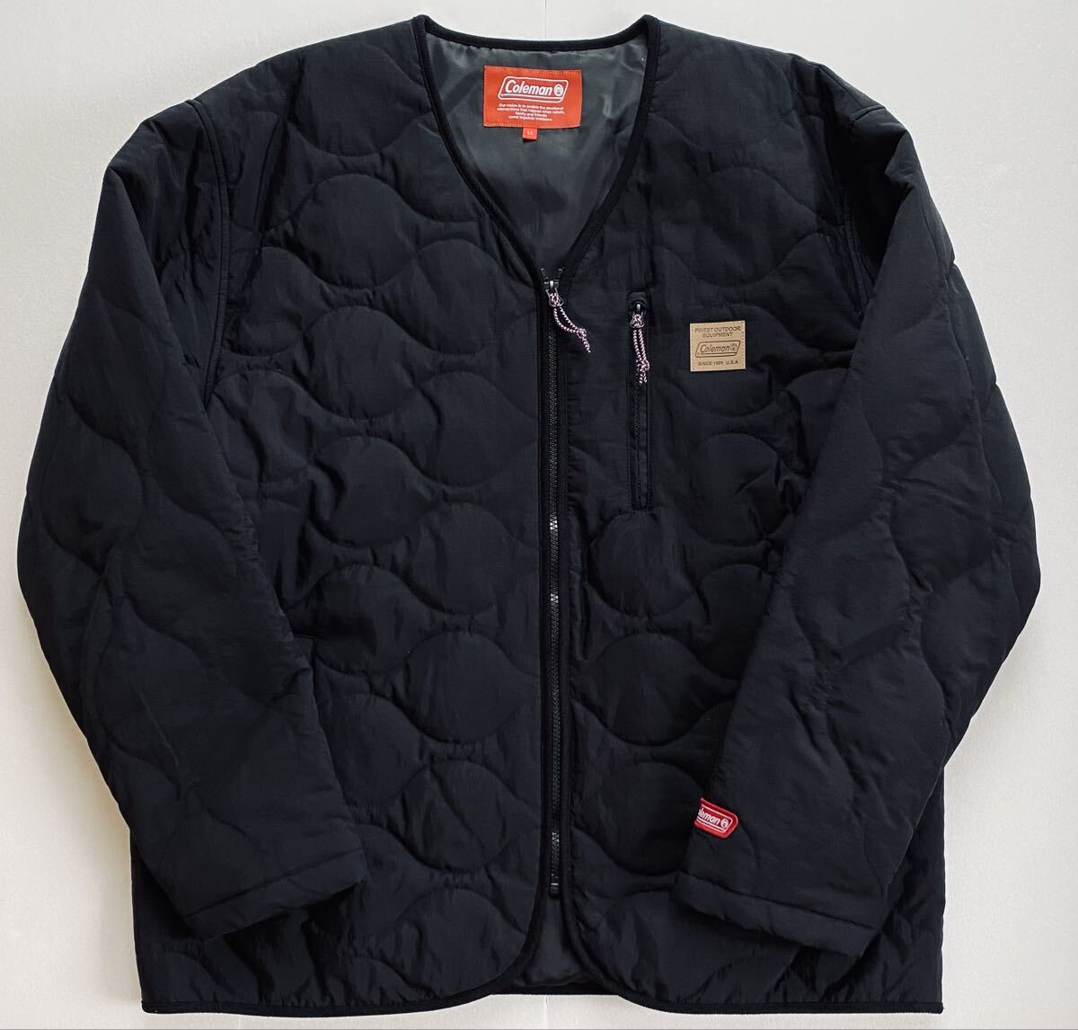 極美品◆Coleman コールマン ナイロン ワッシャー キルト ノーカラー ジャケット コーデュロイパイピング キルティングジャケット サイズXL拍卖