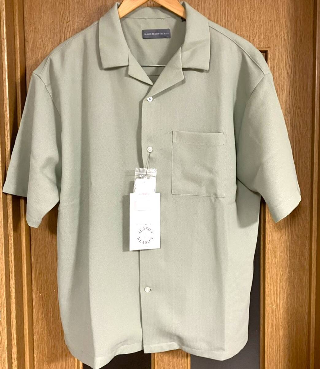 新品 タグ付き シーズンリーズン シャツ メンズLサイズ 薄緑 ミント色拍卖
