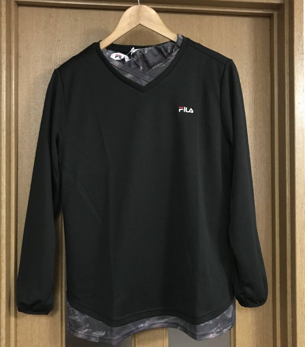 新品タグ付き FILA 上下セット 長袖Tシャツ スカート Lサイズ 黒拍卖