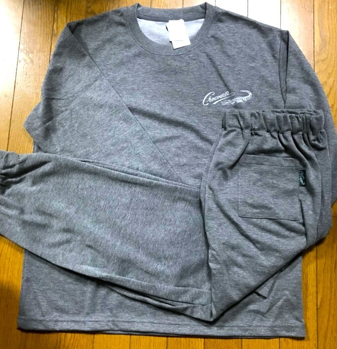 新品 タグ付き クロコダイル パジャマ メンズLL チャコール グレー拍卖