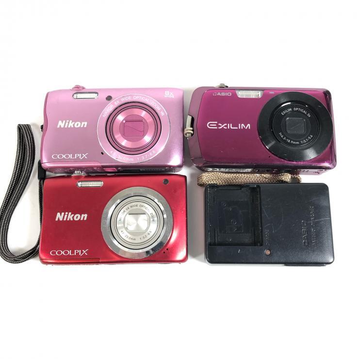 デジタルカメラ デジカメ 3点 Nikon ニコン COOLPIX A100 A300 CASIO カシオ EXILIM EX-Z330 ピンク 赤 【現状品】拍卖