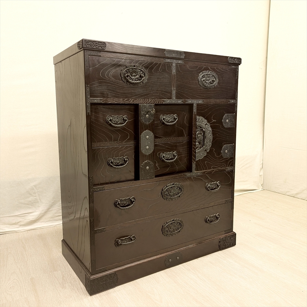 ★美品★三舟木工★ケヤキ 欅★ 時代箪笥 整理箪笥 タンス たんす 引き出し チェスト ドロワー 収納 整理 民藝 民芸拍卖