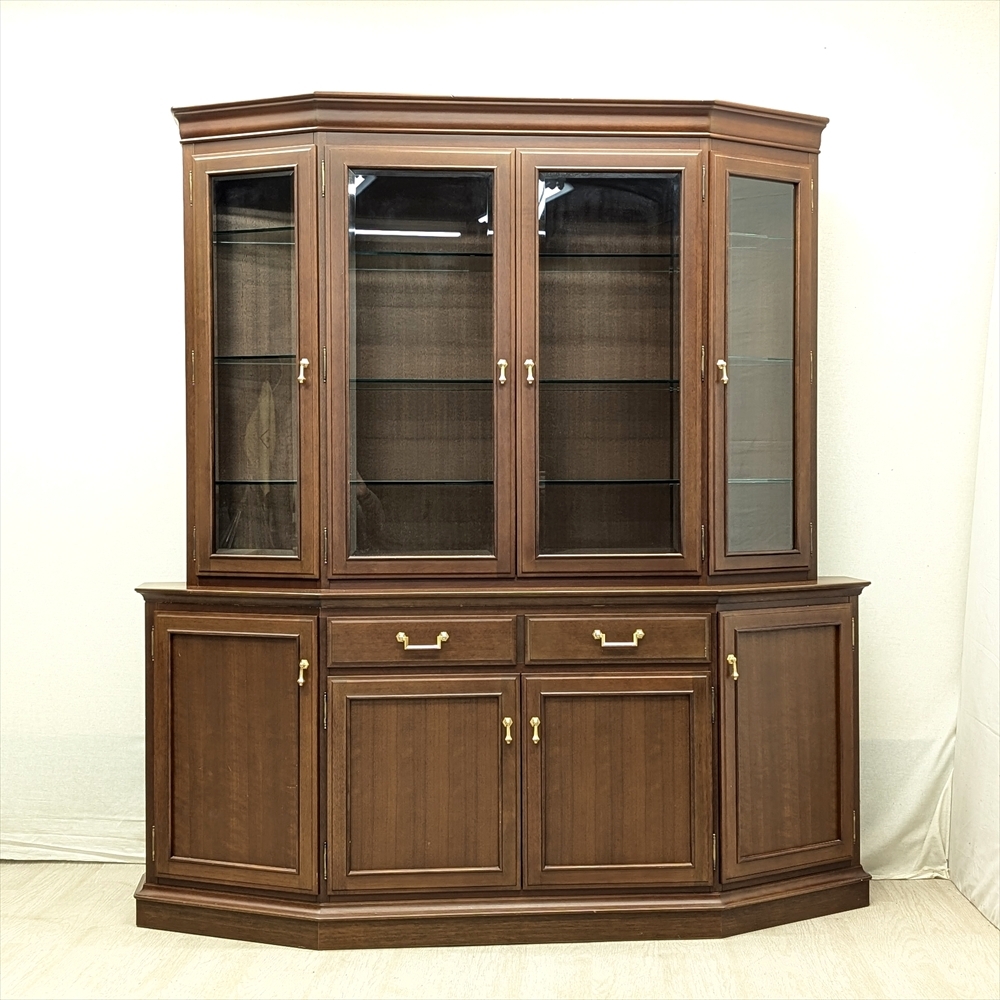 ★maruni マルニ★地中海★ 飾り棚 キャビネット リビングボード キュリオケース 食器棚 カップボード 照明付き 収納 整理拍卖