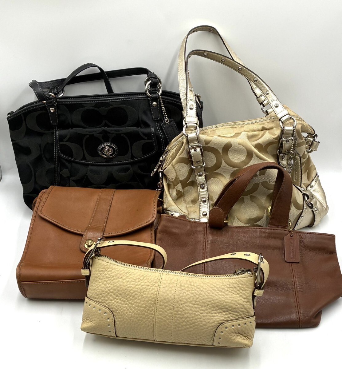 1円スタート COACH コーチ OLD COACH オールドコーチ シグネチャー バッグ 5点 まとめ セット ショルダーバッグ トートバッグ AY1023-3拍卖