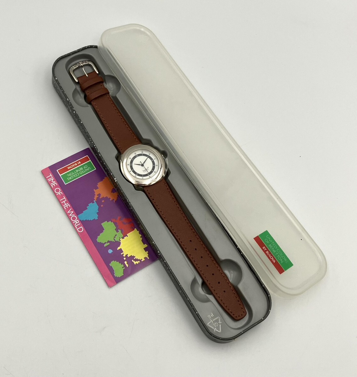 1円スタート benetton by BULOVA ベネトンbyブローバ メンズ レディース 腕時計 現状品 ケース付き AY1024-8拍卖