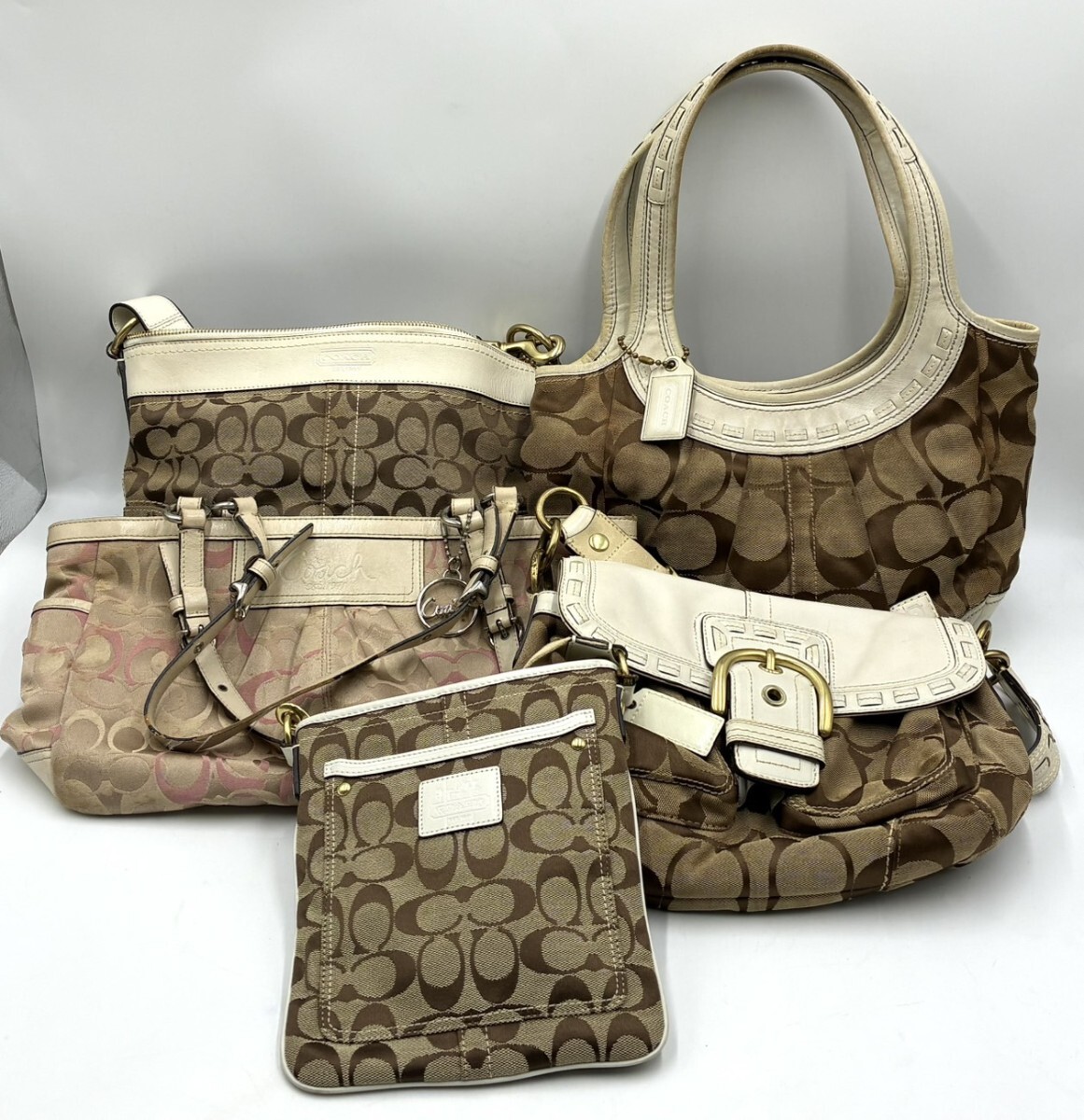 1円スタート COACH コーチ シグネチャー バッグ 5点 まとめ セット ショルダーバッグ トートバッグ AY1023-2拍卖