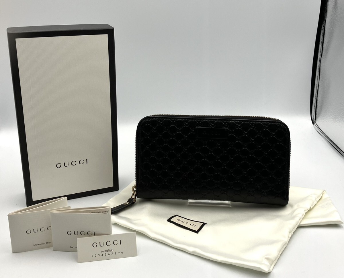 1円スタート 美品 GUCCI グッチ マイクログッチシマ 長財布 ラウンドファスナー ay1021-12拍卖