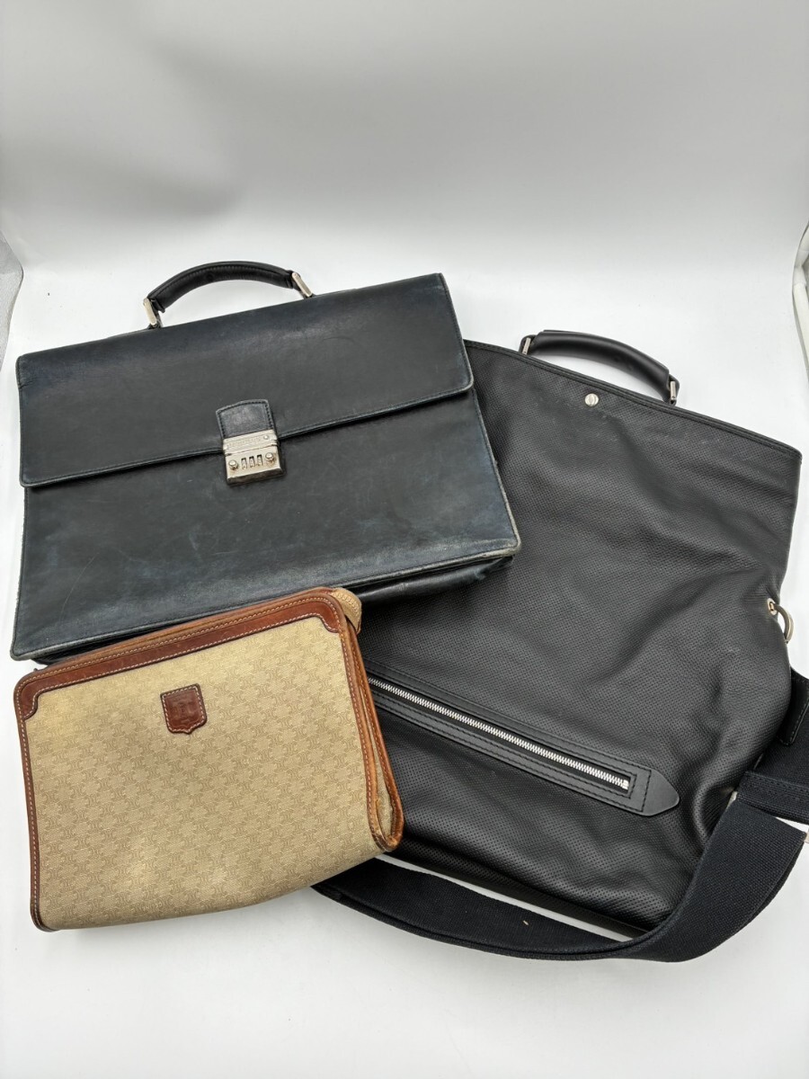 1円スタート MONTBLANK CELINE FERRAGAMO 3点セット ブリーフケース クラッチ 2WAYバッグ TK1023-6拍卖