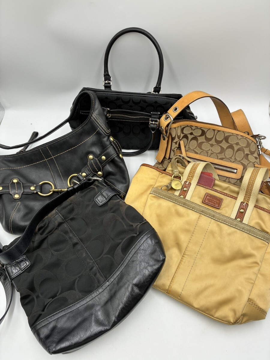 1円スタート COACH コーチ ショルダーバッグ シグネチャー柄 オールドコーチ AY1023-16拍卖