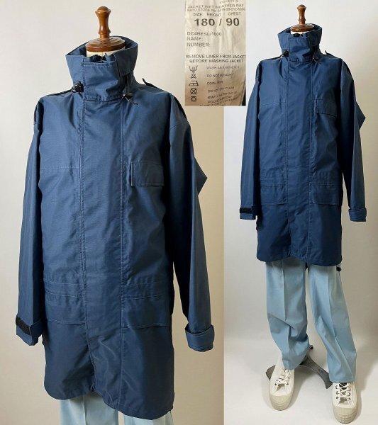 ★激レア 名作 希少80-90年代 イギリス軍 ROYAL AIR FORCE ナイロン ジャケット(コート)ネイビー Size180/90(L程度)ライナー付き USED拍卖