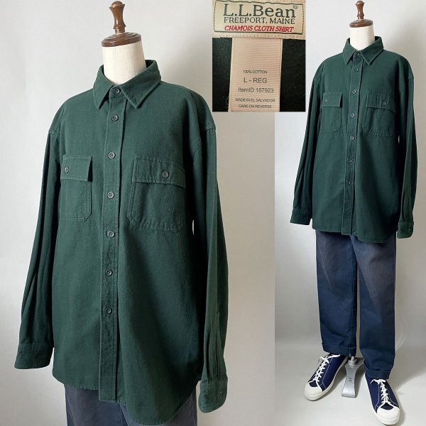 【希少 エルサルバドル製】00s 名作 近年ビンテージ LLBEAN LLビーン(L.L.) 187923 CHAMOIS CLOTH SHIRT シャモア クロス シャツ L拍卖