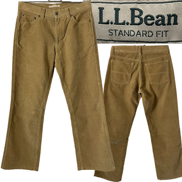 ★【美品 メンズ スリランカ製 274066 】LLBEAN LLビーン(L.L.) 5P 5ポケット コーデュロイ パンツ ストレート ライトブラウン系 W31拍卖