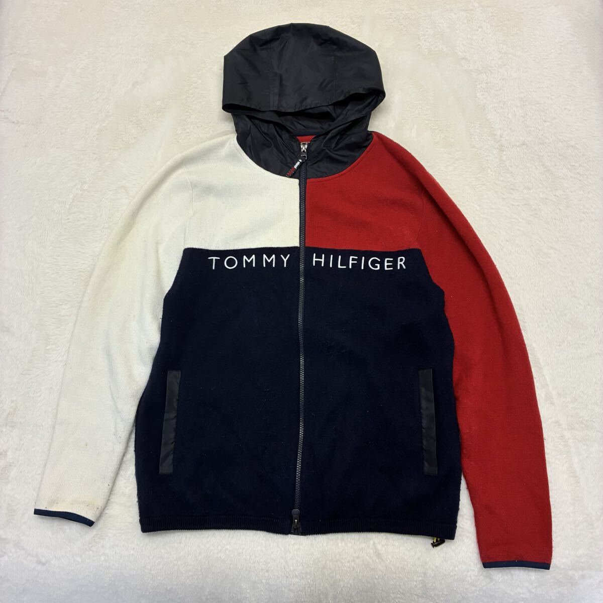 TOMMY HILFIGER トミーヒルフィガー L パーカー 刺繍ロゴ ニット拍卖