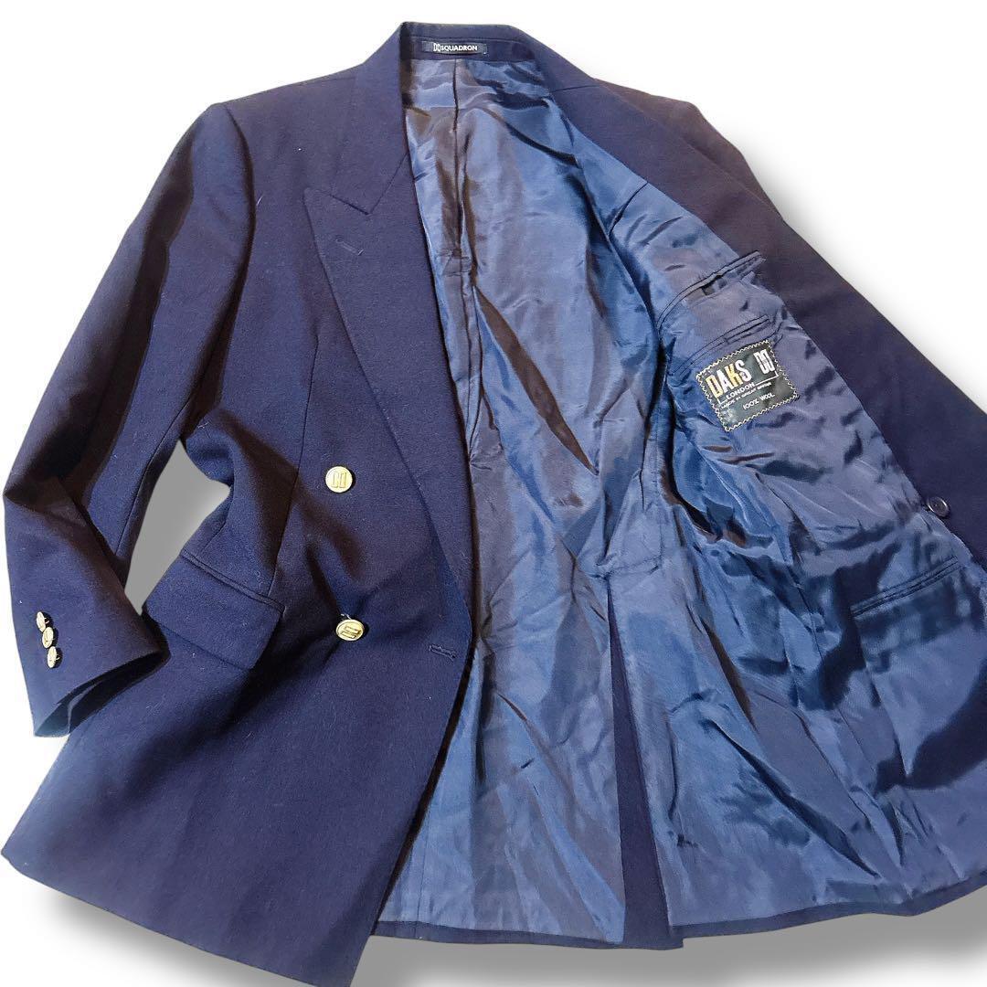DAKS ダブルブレスト 紺ブレザー 金ボタン テーラードジャケット ネイビー拍卖