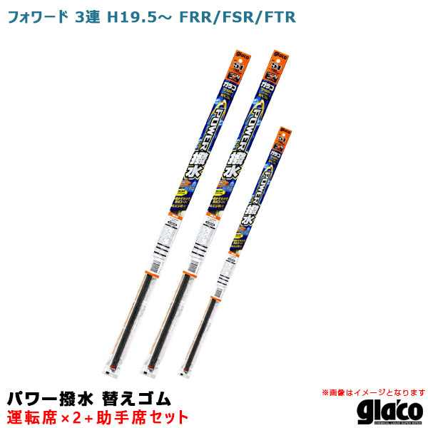 ガラコワイパー パワー撥水 替えゴム 車種別セット フォワード 3連 H19.5~ FRR/FSR/FTR 運転席×2+助手席 ソフト99 ht拍卖