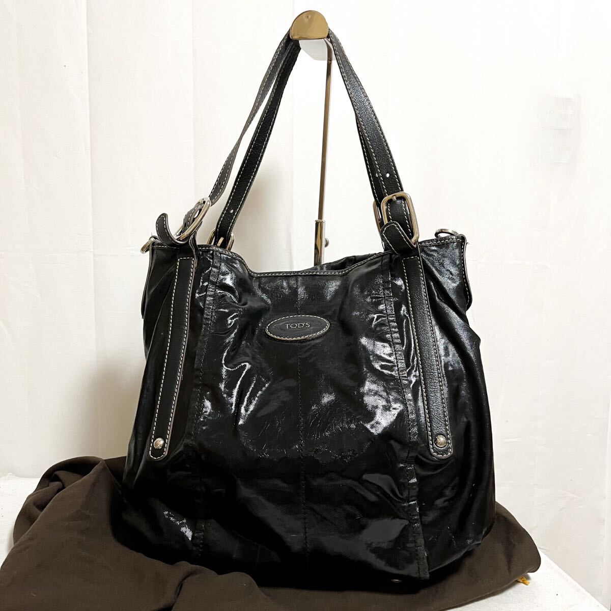 和862★ TOD'S トッズ トートバッグ 肩掛けバッグ ビッグ ブラック レディース拍卖