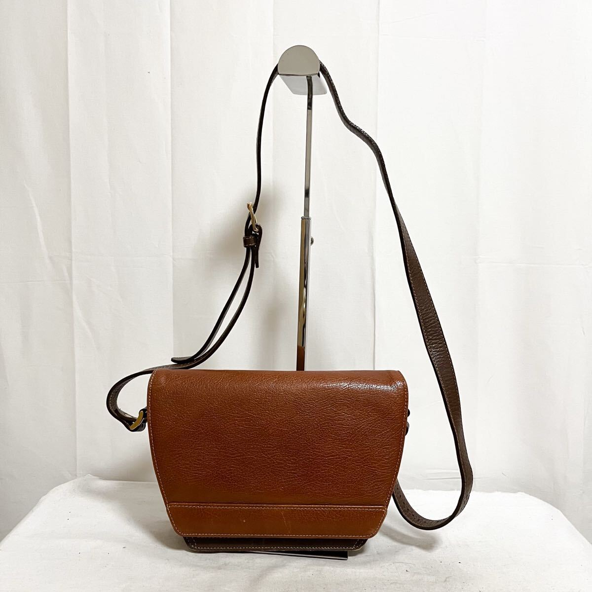 和863★ ANNE KLEIN Ⅱ アンクライン レザーバッグ ショルダーバッグ 斜めがけ ブラウン レディース拍卖