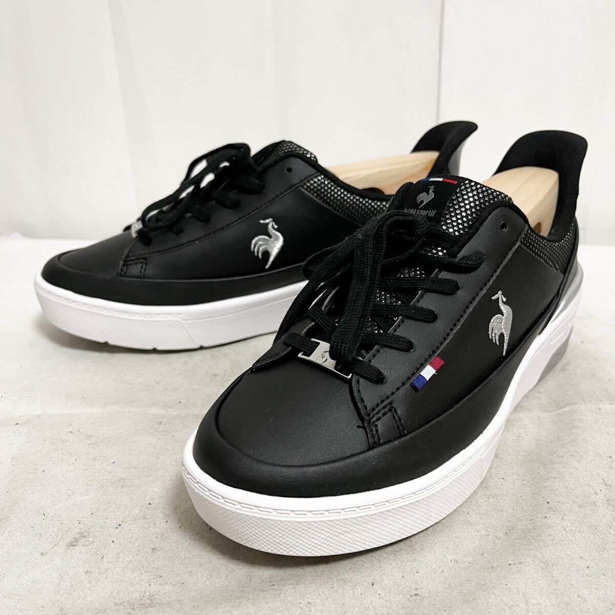 和867★① lecoq sportif ルコックスポルティフ カジュアル スニーカー シューズ 24 ブラック レディース拍卖