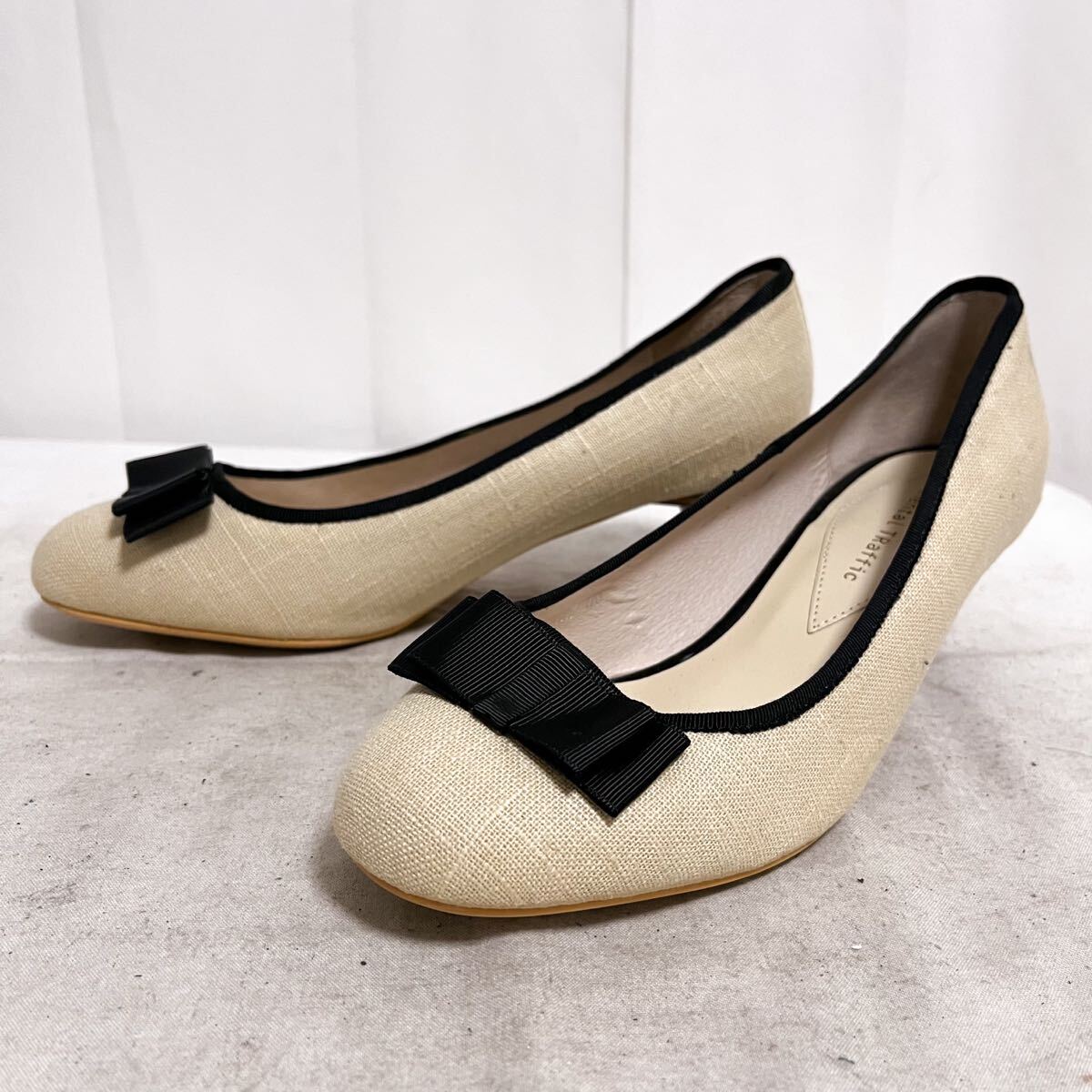 和868★ ORientaL TRaffic オリエンタルトラフィック パンプス ヒール リボン シューズ 40 ベージュ レディース拍卖