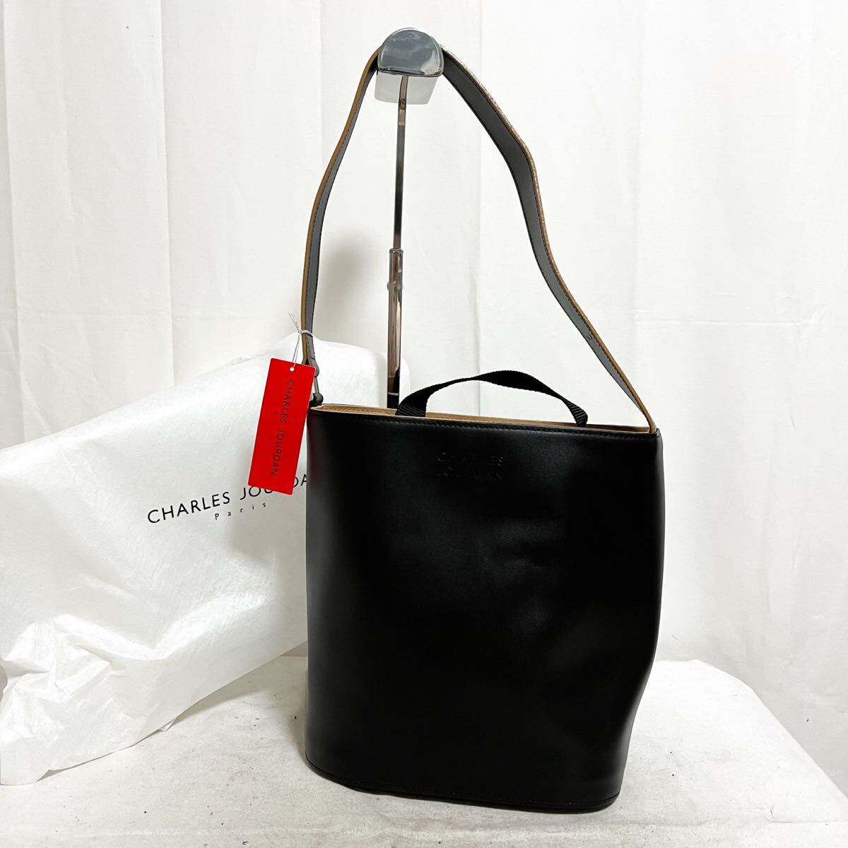 和870★ 新品 CHARLES JOURDAN シャルルジョルダン トートバッグ 肩掛けバッグ ブラック レディース拍卖