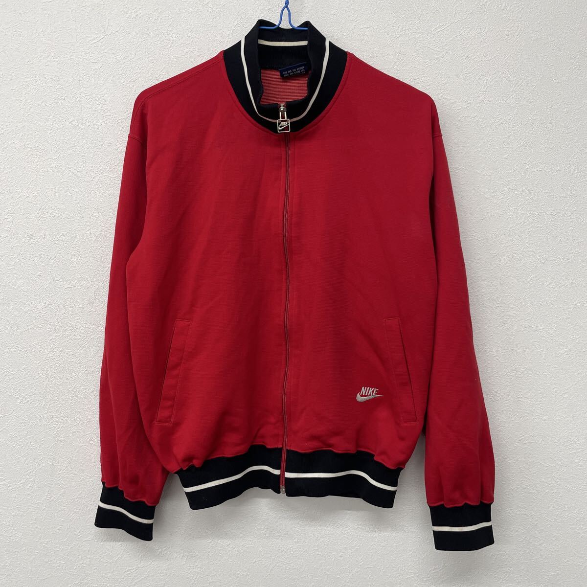 80s 紺タグ NIKE ナイキ トラックジャケット M 赤 黒 さ44 拍卖