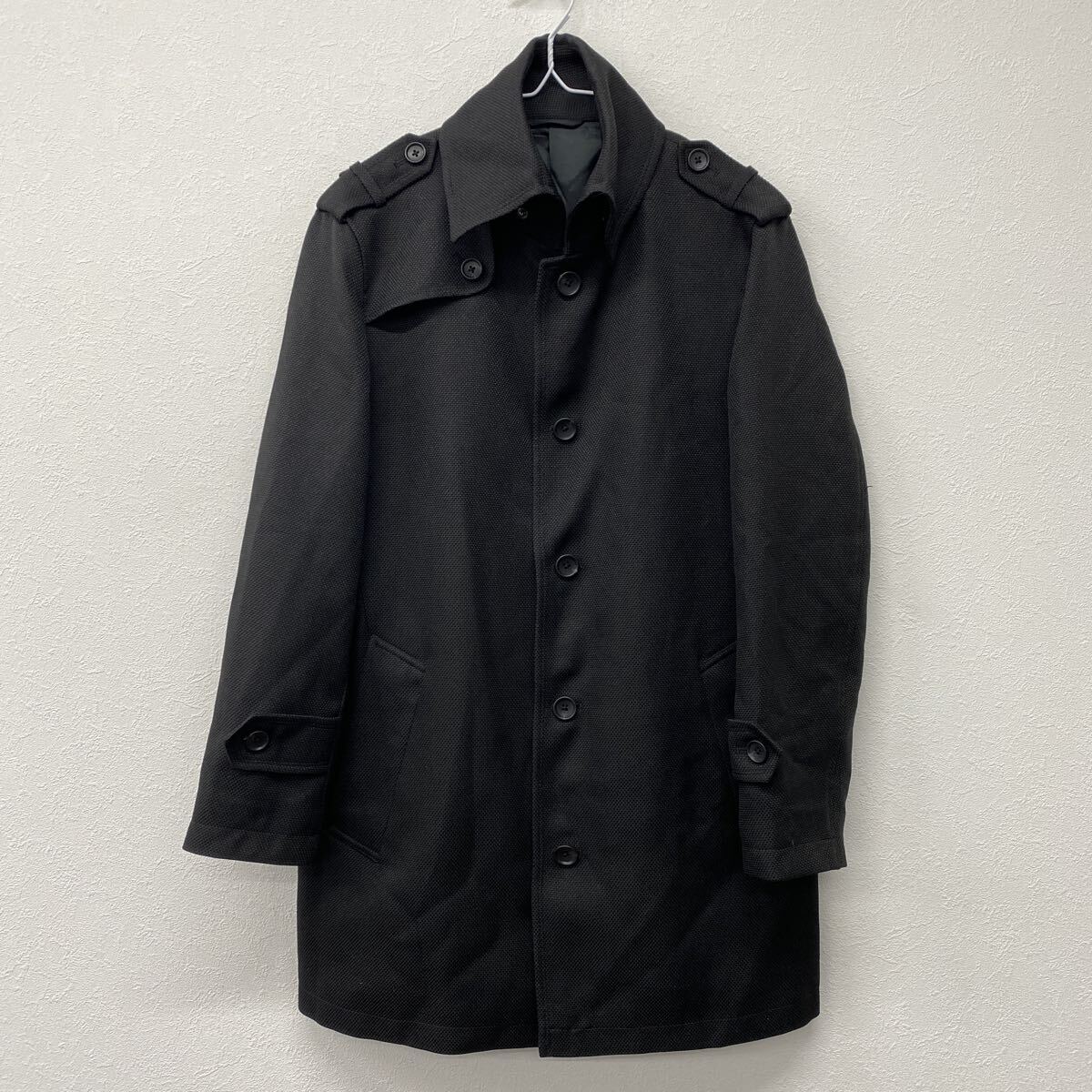 Perfect Suit FActory ステンカラーコート アウター ブラック L せ4拍卖